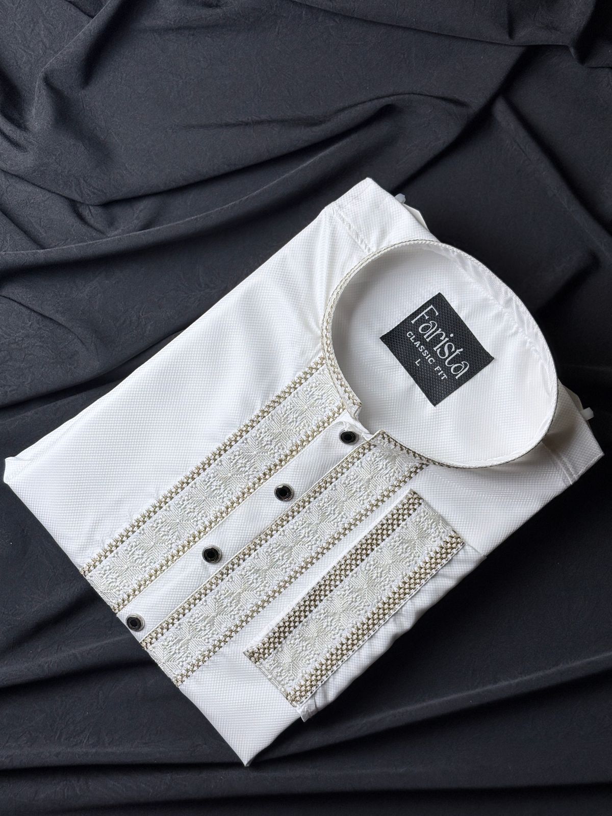 White Embroidered Panjabi - Image 1