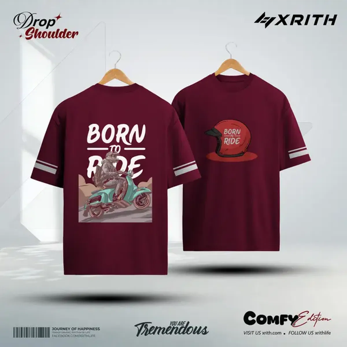Comfy Edition Drop-Shoulder Born to Ride - Image 1