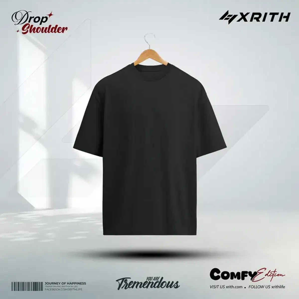 Premium Drop Shoulder T-shirt Black - Image 1