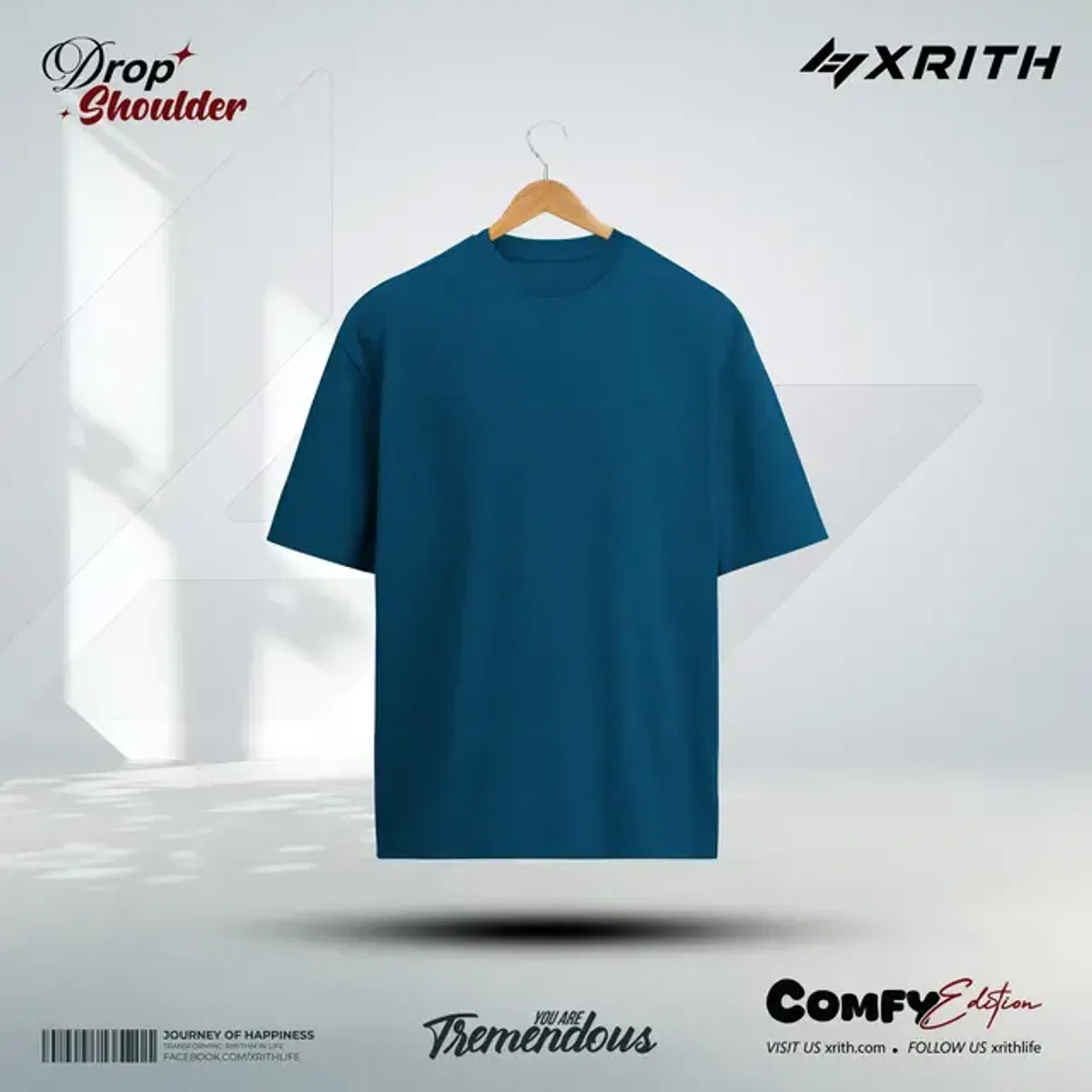 Premium Drop Shoulder T-shirt Sailor Blue - Image 1