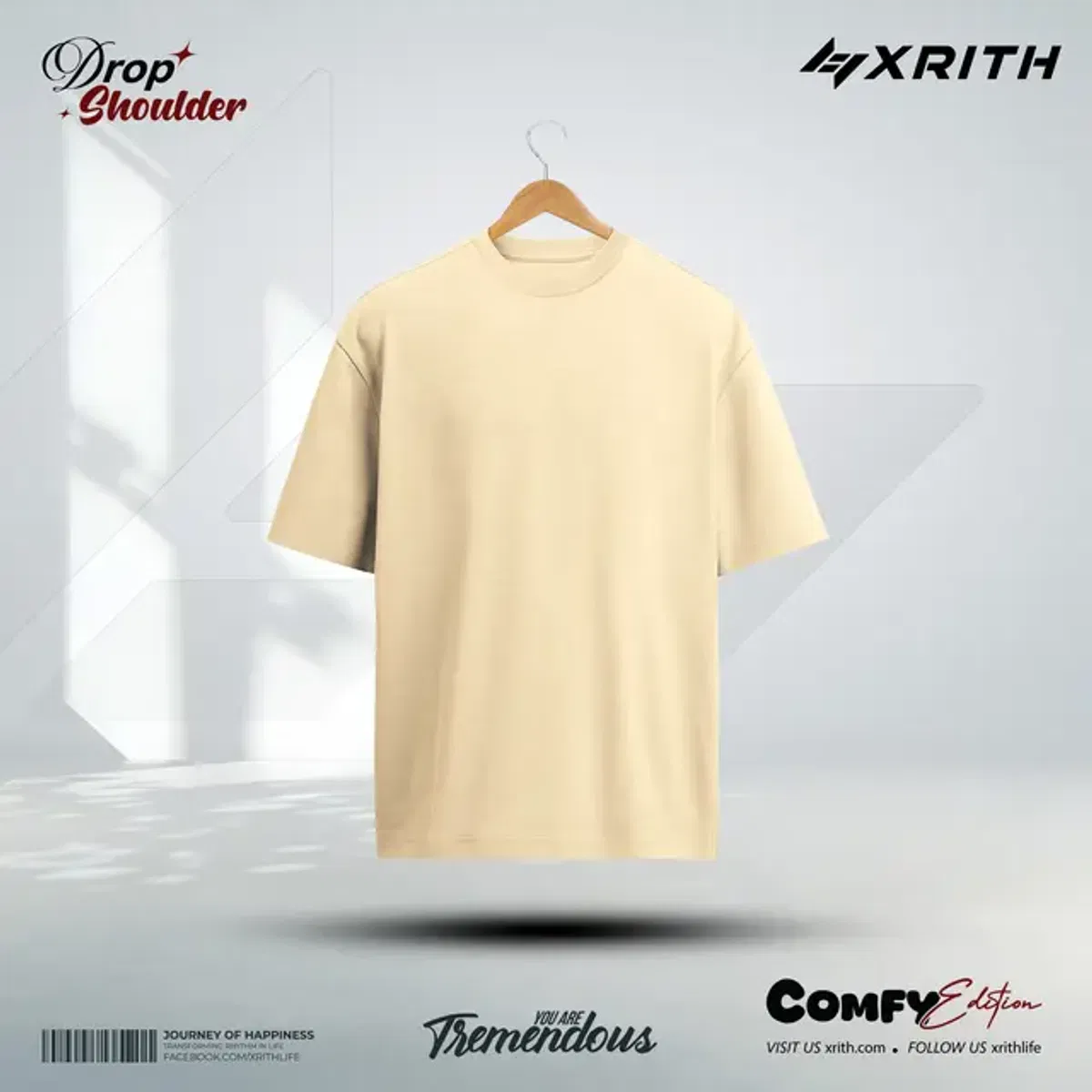 Premium Drop Shoulder T-shirt Light Brown - Image 1