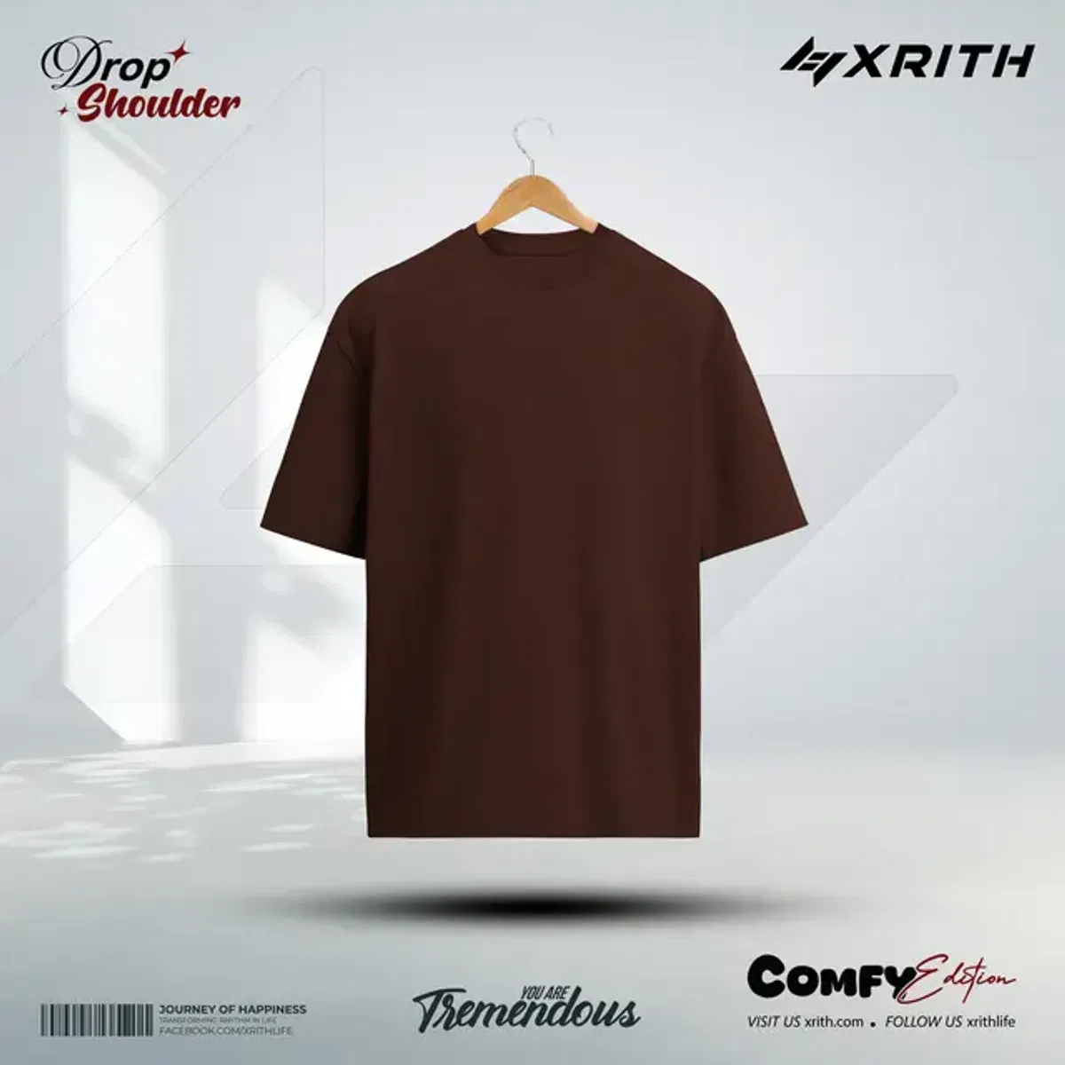 Premium Drop Shoulder T-shirt Chocolate - Image 1