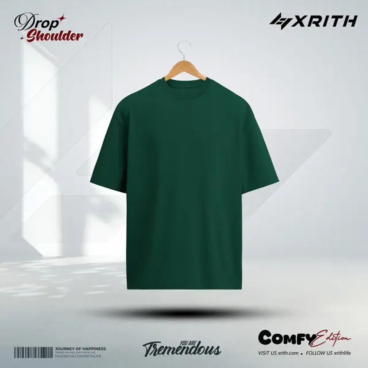 Premium Drop Shoulder T-shirt Bottle Green - Image 1