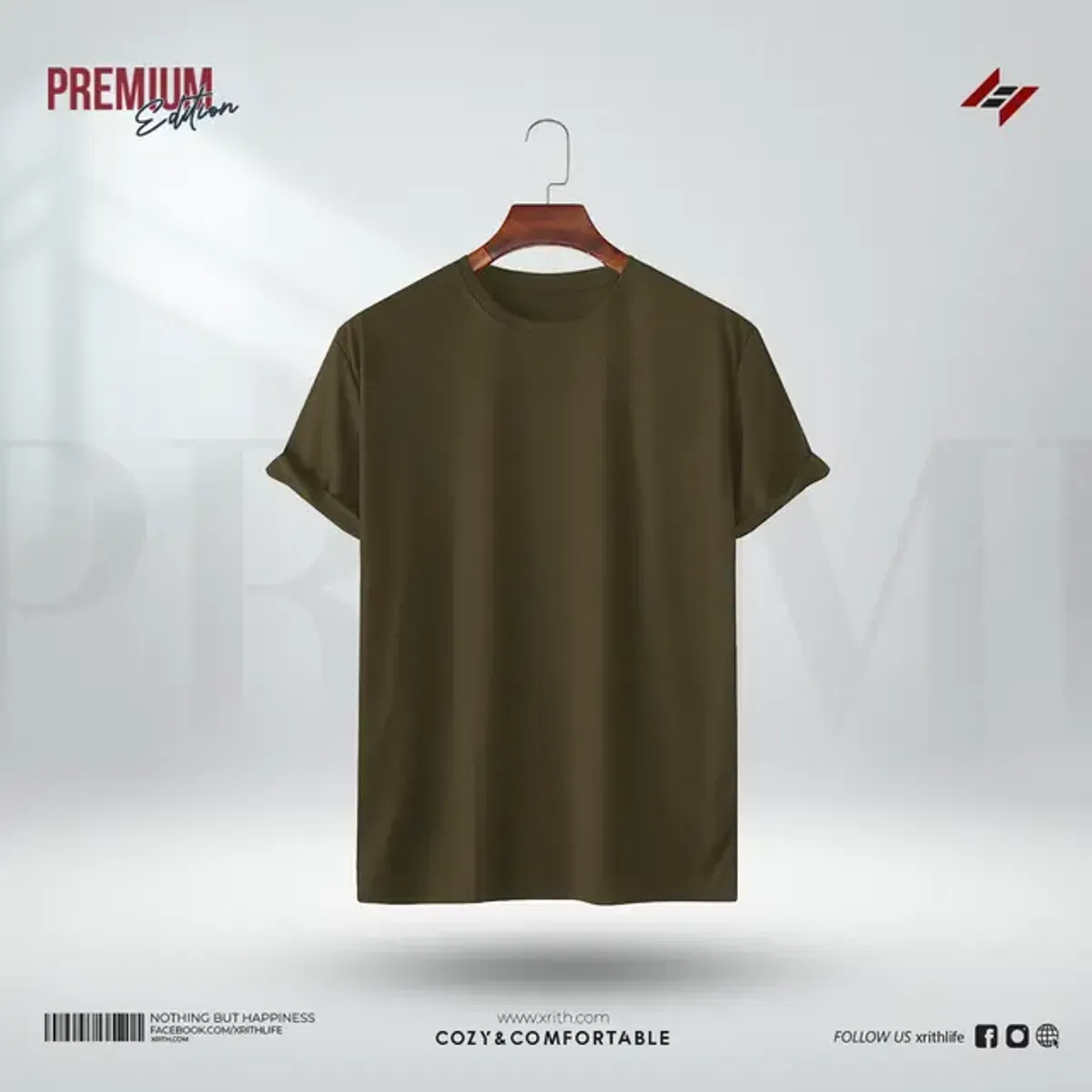 Olive Premium Solid T-Shirt - Image 1