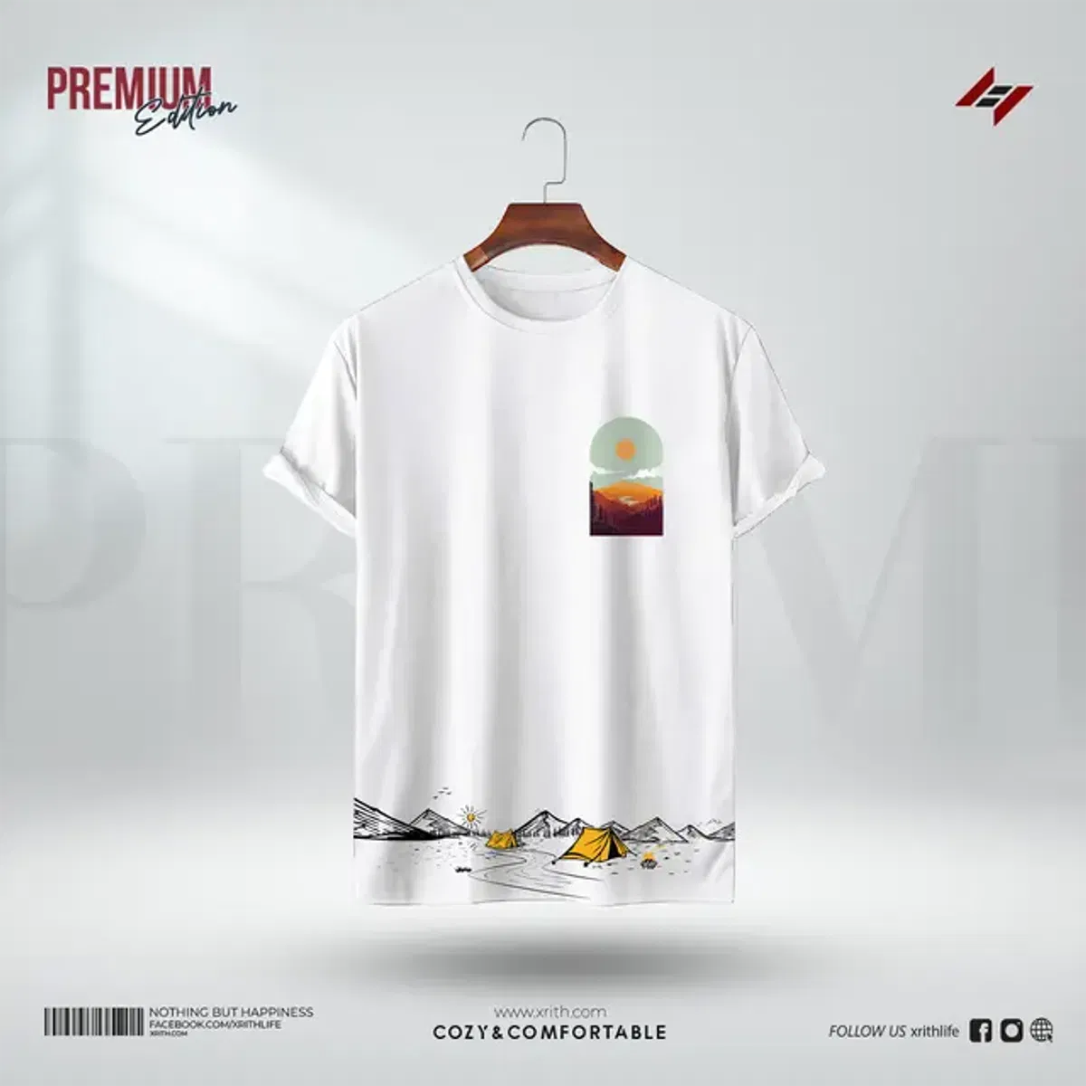Premium Printed T-Shirt-Camp-fire - Image 1
