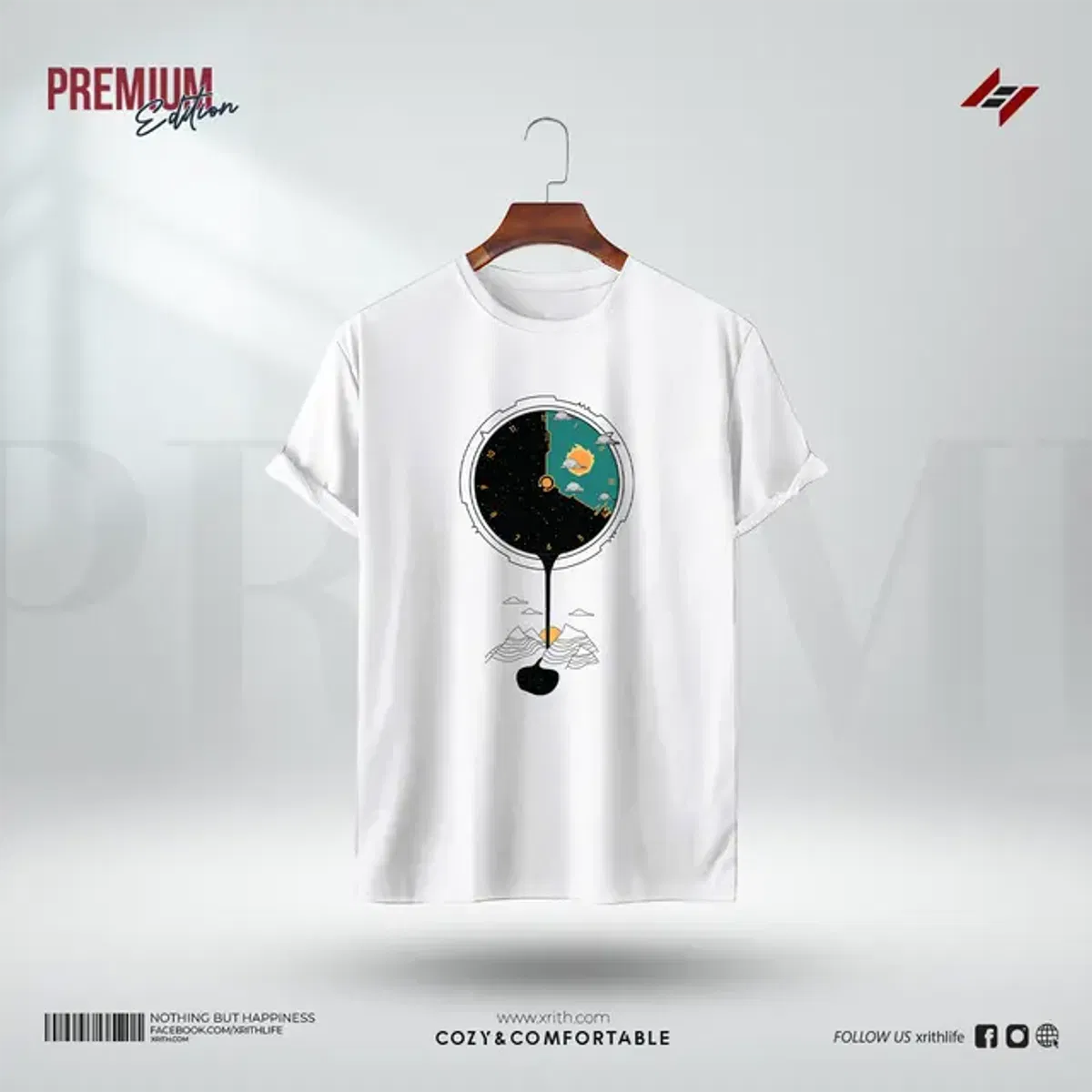 Premium Printed T-Shirt -Mountain's moon - Image 1
