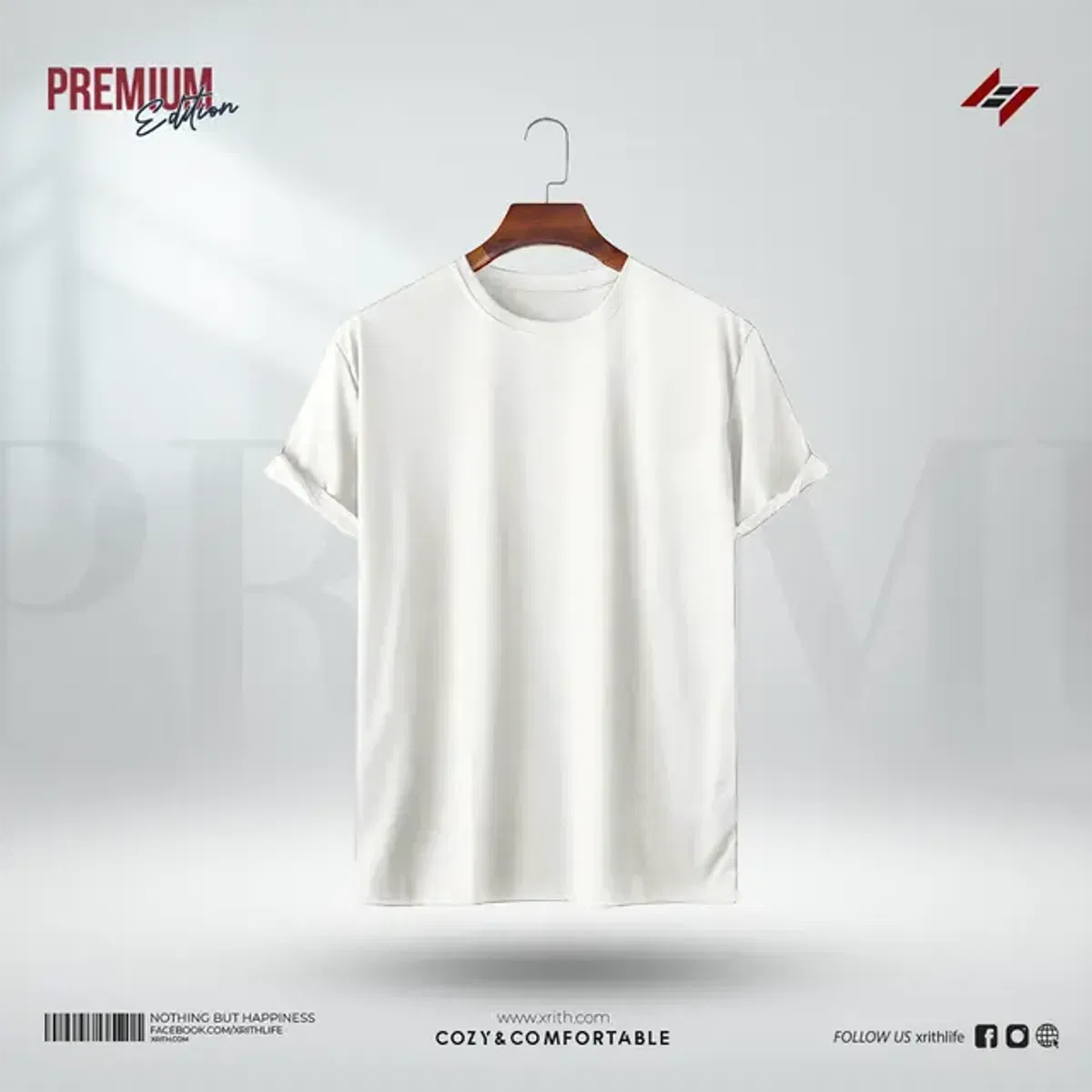 White Premium Solid T-Shirt - Image 1