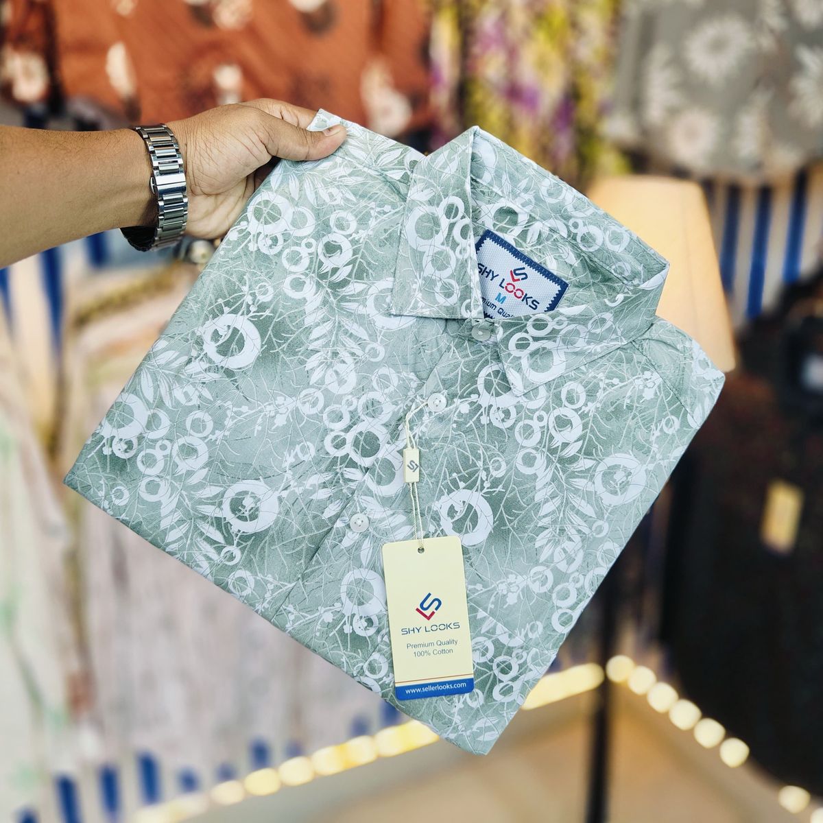 Pure Cotton Half Sleeve Print Shirt - Image 1