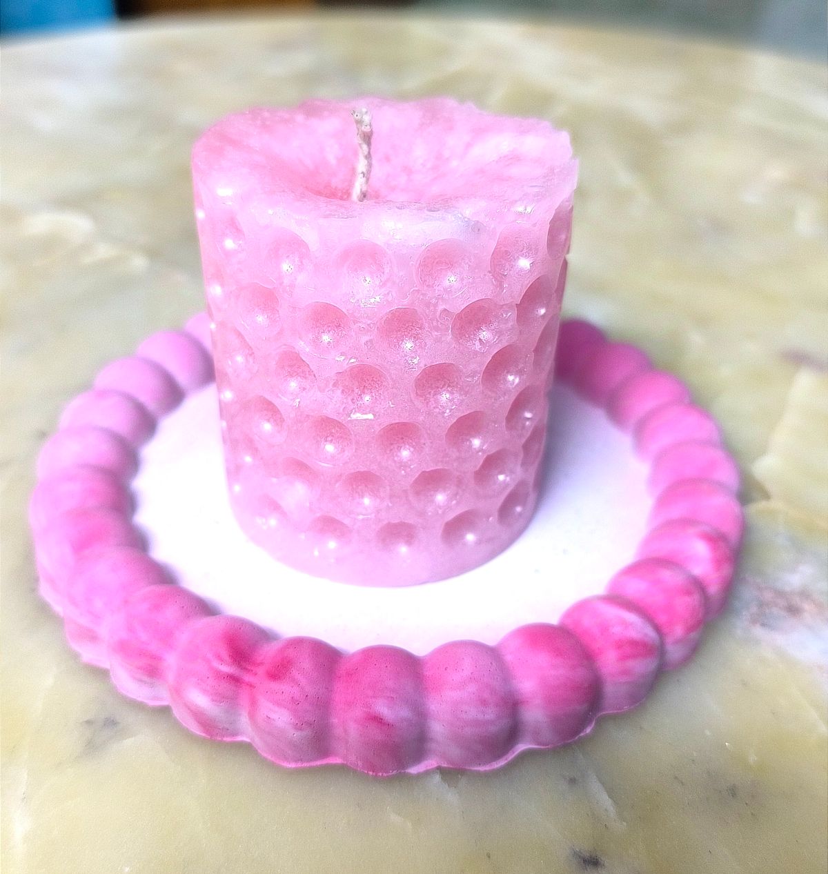 bubble candle with concrete tray - Image 1