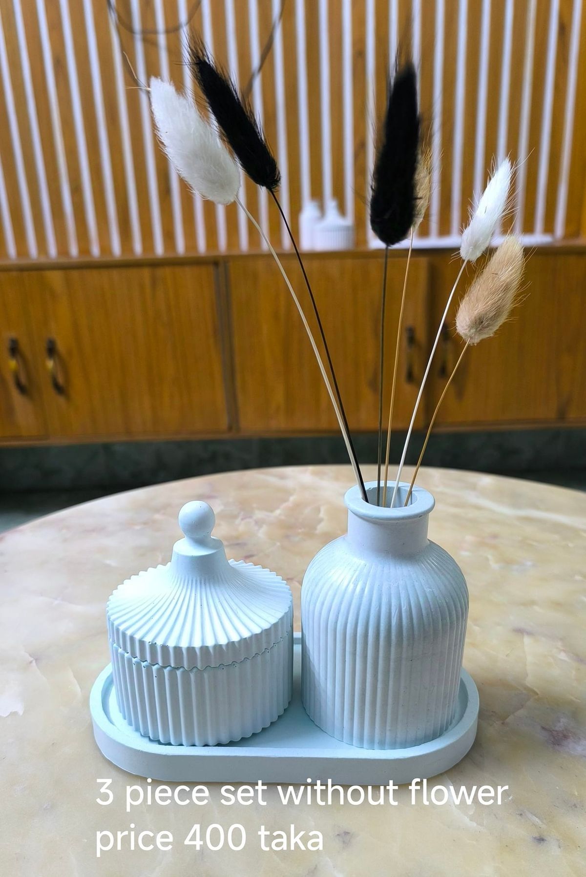 3 piece combo tray/flower vase/ juellery box (pest) - Image 1