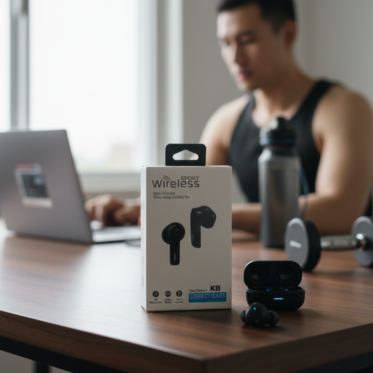 K8 Wireless Sport Earbuds Stereo Bass - Image 1