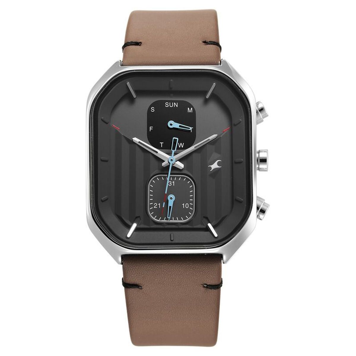Fastrack 3270SL04 Fleek Quartz Multifunction Grey Dial Leather Strap Watch - Image 1