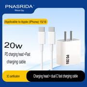PD 20W Fast Charging Adapter Combo with 2M Lightning Cable 8-14 + 1M Type-C Cable + Android USB-C Cable for iPhone 15–16 & Android Devices_img_5