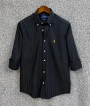 Old Money Stripe Shirt Black with White Stripe - Ralph Lauren Export Shirt_img_0