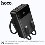 Hoco MMJ-17 22.5W Power Bank – 20000mAh Built-in Lightning & Type-C Cables_img_0