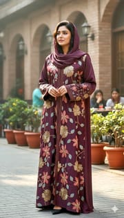 জাফরান ফুল এমব্রয়ডারি বোরকা_img_1