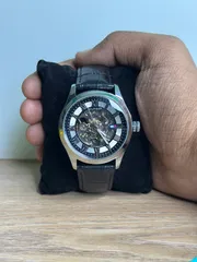 Tommy Hilfiger Automatic Skeleton Exposed Black Leather - White Dial_img_0