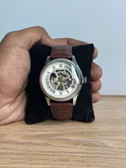 Tommy Hilfiger Skeleton Exposed Automatic Brown Leather - White Dial_img_0