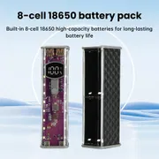 Fast Charging 8pcs 18650 Battery with LED Light Transparent Power Bank Case_img_3