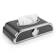 Car Carbon Fiber Tissue Box With Clock_img_6