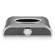 Car Carbon Fiber Tissue Box With Clock_img_0