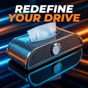 Car Carbon Fiber Tissue Box With Clock_img_3