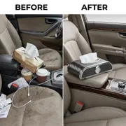 Car Carbon Fiber Tissue Box With Clock_img_5