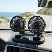 Premium 12V Dual Head Car Cooling Fan With Integrated Rear Parking Phone Number Display_img_1