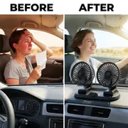 Premium 12V Dual Head Car Cooling Fan With Integrated Rear Parking Phone Number Display_img_4