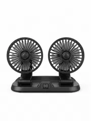 Premium 12V Dual Head Car Cooling Fan With Integrated Rear Parking Phone Number Display_img_0