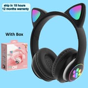 Wireless Headphones RGB Cute Cat Girls Kids Gift Headset with Microphone Stereo Music Gaming Headsets Control Lights Earphone_img_0