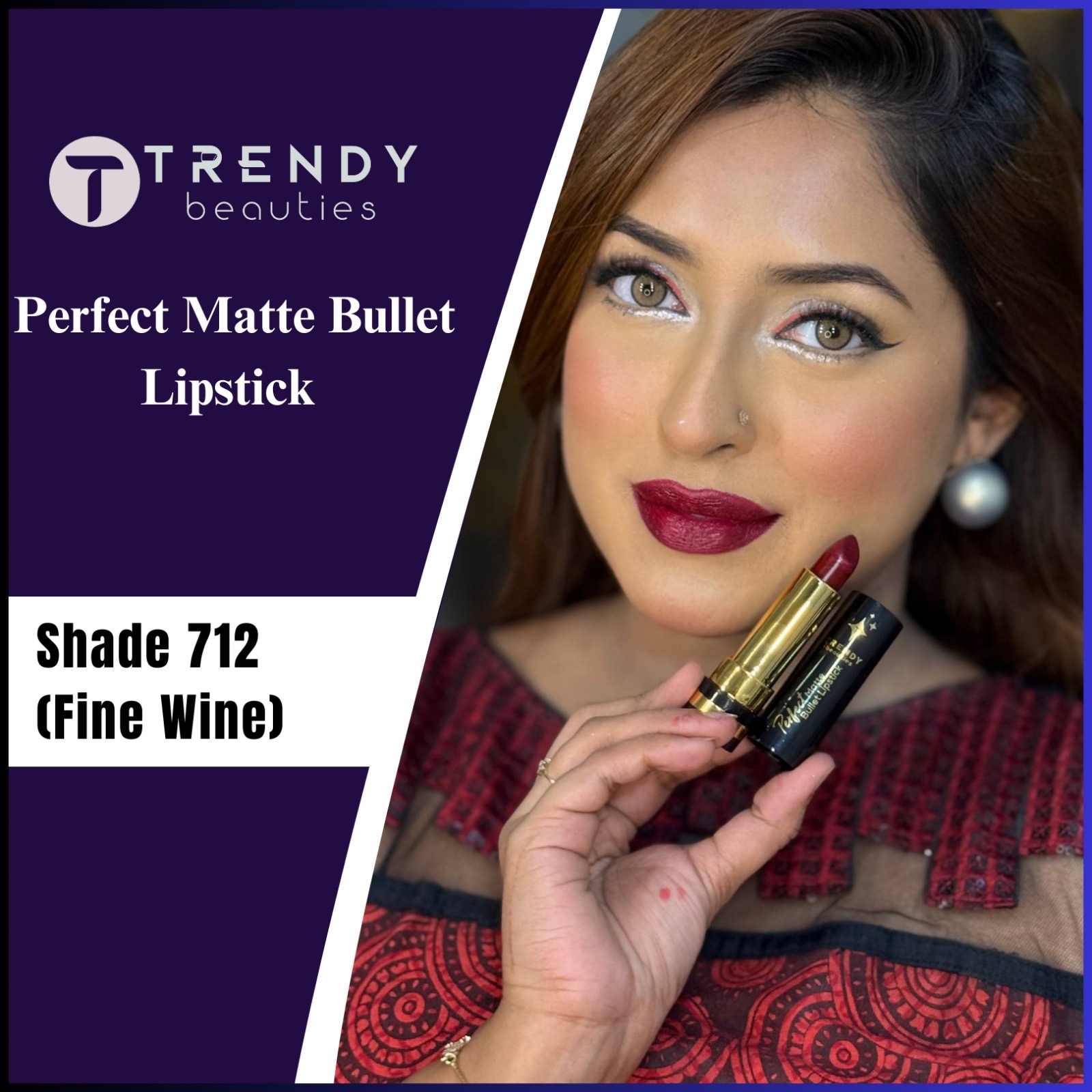Trendy Beauties Bullet Lipstick - 712 (Fine Wine)_img_0
