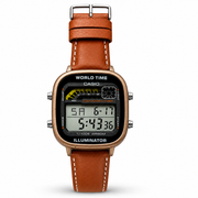 CASIO RETRO WORLD TIMER DIGITAL BISCUIT BELT BRONZE CASE_img_0