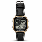 CASIO RETRO WORLD TIMER MAP DIGITAL BLACK BELT BRONZE CASE_img_0