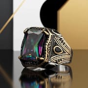 Men's Retro Alloy Ring Red Multicolor Zircon Diamond – Huajie Jewelry_img_0