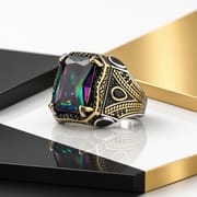 Men's Retro Alloy Ring Red Multicolor Zircon Diamond – Huajie Jewelry_img_1