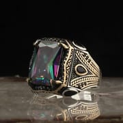 Men's Retro Alloy Ring Red Multicolor Zircon Diamond – Huajie Jewelry_img_2