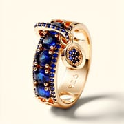 Gold Blue Zircon Disc Ring for Women – Electroplated Geometric Fashion Ring | European American Style Jewelry_img_7