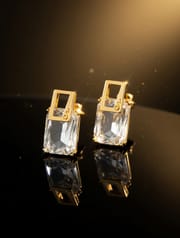 Simple Crystal Geometric Earrings for Women – Silver Plated Copper Korean Style Fashion Earrings_img_10