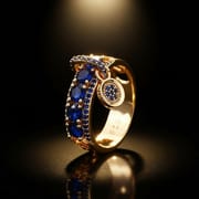 Gold Blue Zircon Disc Ring for Women – Electroplated Geometric Fashion Ring | European American Style Jewelry_img_8