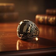 Luxury Emerald Retro Ring for Men – Gold Plated Alloy Palace Style Hollow Statement Ring | Vintage Green Gemstone Jewelry_img_4