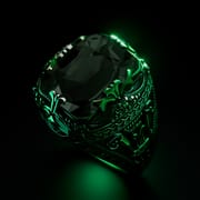 Luxury Emerald Retro Ring for Men – Gold Plated Alloy Palace Style Hollow Statement Ring | Vintage Green Gemstone Jewelry_img_5