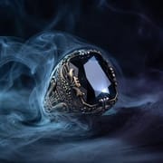 Luxury Emerald Retro Ring for Men – Gold Plated Alloy Palace Style Hollow Statement Ring | Vintage Green Gemstone Jewelry_img_1