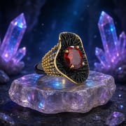 Exaggerated Black Gold Red Zircon Ring – Retro Bohemian Geometric Statement Ring for Men & Women_img_16