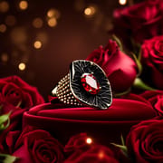 Exaggerated Black Gold Red Zircon Ring – Retro Bohemian Geometric Statement Ring for Men & Women_img_13