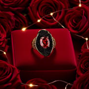 Exaggerated Black Gold Red Zircon Ring – Retro Bohemian Geometric Statement Ring for Men & Women_img_11