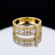 Gold Blue Zircon Disc Ring for Women – Electroplated Geometric Fashion Ring | European American Style Jewelry_img_1