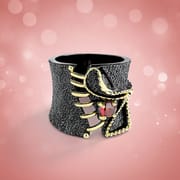 Black Gold Two-Tone Flower Ring for Women – Luxury Plated Brass Statement Ring with Gemstone | European American Style Jewelry_img_5