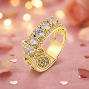 Gold Blue Zircon Disc Ring for Women – Electroplated Geometric Fashion Ring | European American Style Jewelry_img_2