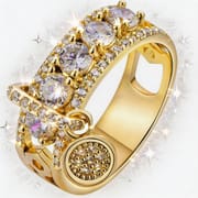 Gold Blue Zircon Disc Ring for Women – Electroplated Geometric Fashion Ring | European American Style Jewelry_img_4